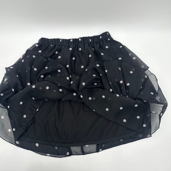 HM Skirt Women 4 NEW Black Coquette Whimsigoth Chiffon Polka Dots Tiered Pull On - Picture 4 of 10